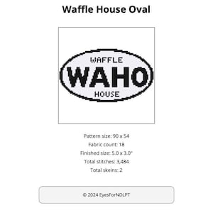 Waffle House Oval Needlepoint Cross Stitch Chart Digital Download