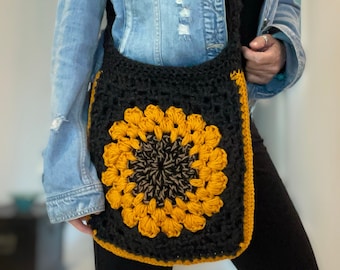 Sunflower Bag Crochet Pattern, Crochet Flower Bag Pattern, Crochet Crossbody Bag, Boho Bag Crochet Pattern, Sunflower Gift, Boho Crochet