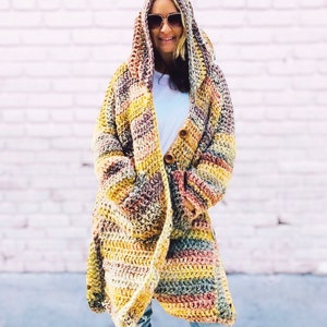 Crochet Coat Pattern, Boho Crochet Pattern, Hooded Sweater Coat, Coat Pattern Women, Hooded Coat, Hooded Sweater, Crochet Sweater Coat, DIY