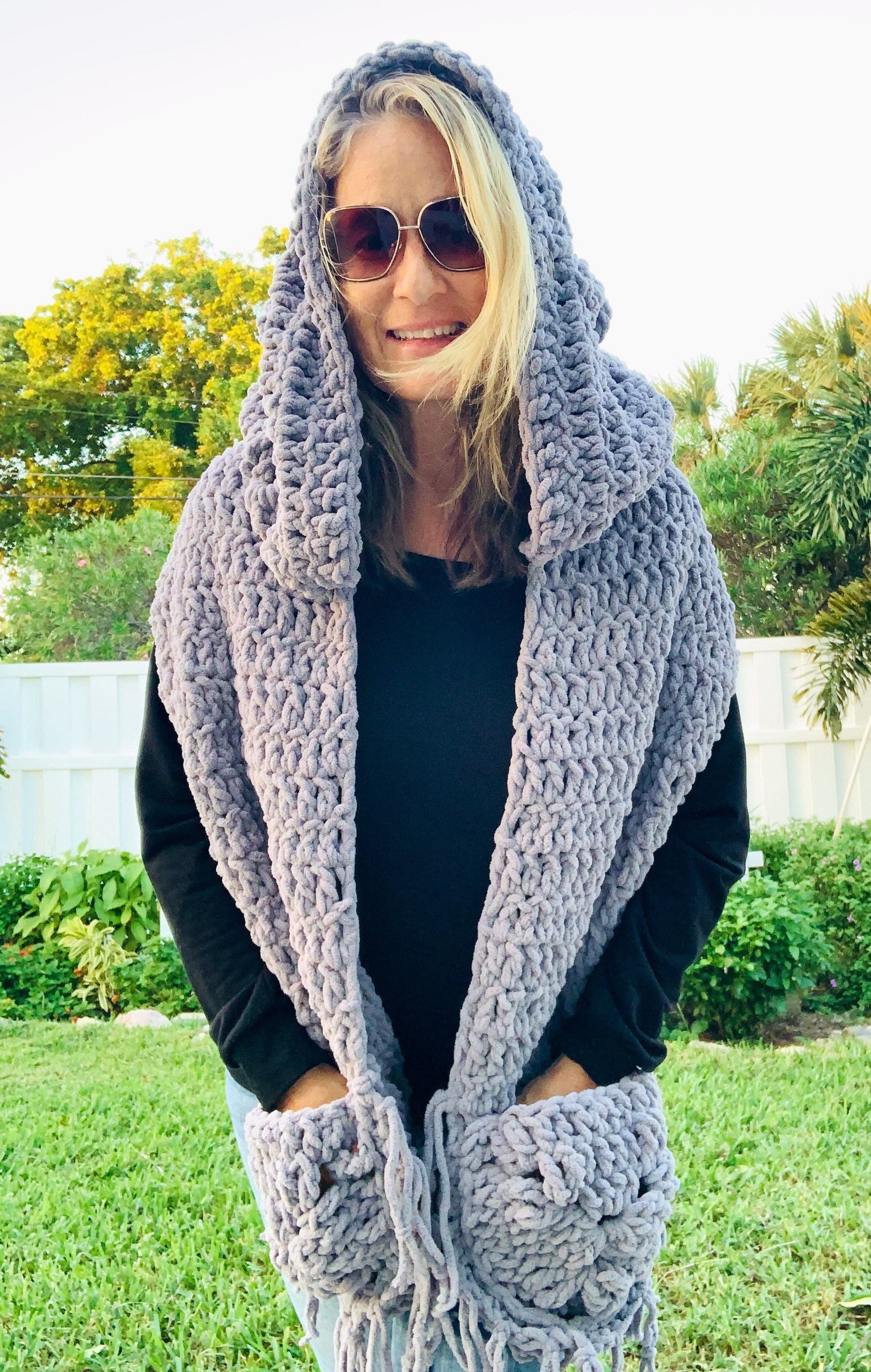 hooded pocket shawl
