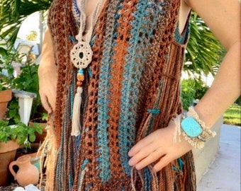 Vest haakpatroon, Boho haakpatroon, Fringe vest, eenvoudig haakpatroon, vest vrouwen haken, hippie haak, haakpatroon,