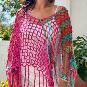 Ocean Breeze Poncho, Layering Poncho Pattern, Easy Crochet Pattern, Lightweight Poncho, Boho Pattern, Crochet Poncho,Boho Cover Up