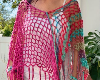 Patrón de poncho de ganchillo estilo bohemio: Prenda de abrigo fácil de combinar (patrón en PDF)