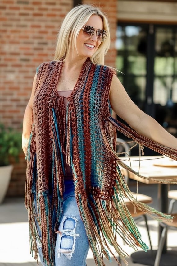 Fringe Vest Crochet Pattern: Easy Boho Hippie Style (PDF Pattern