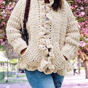 Padrão de cardigan de crochê fácil: suéter boho com fios grossos (padrão em PDF)