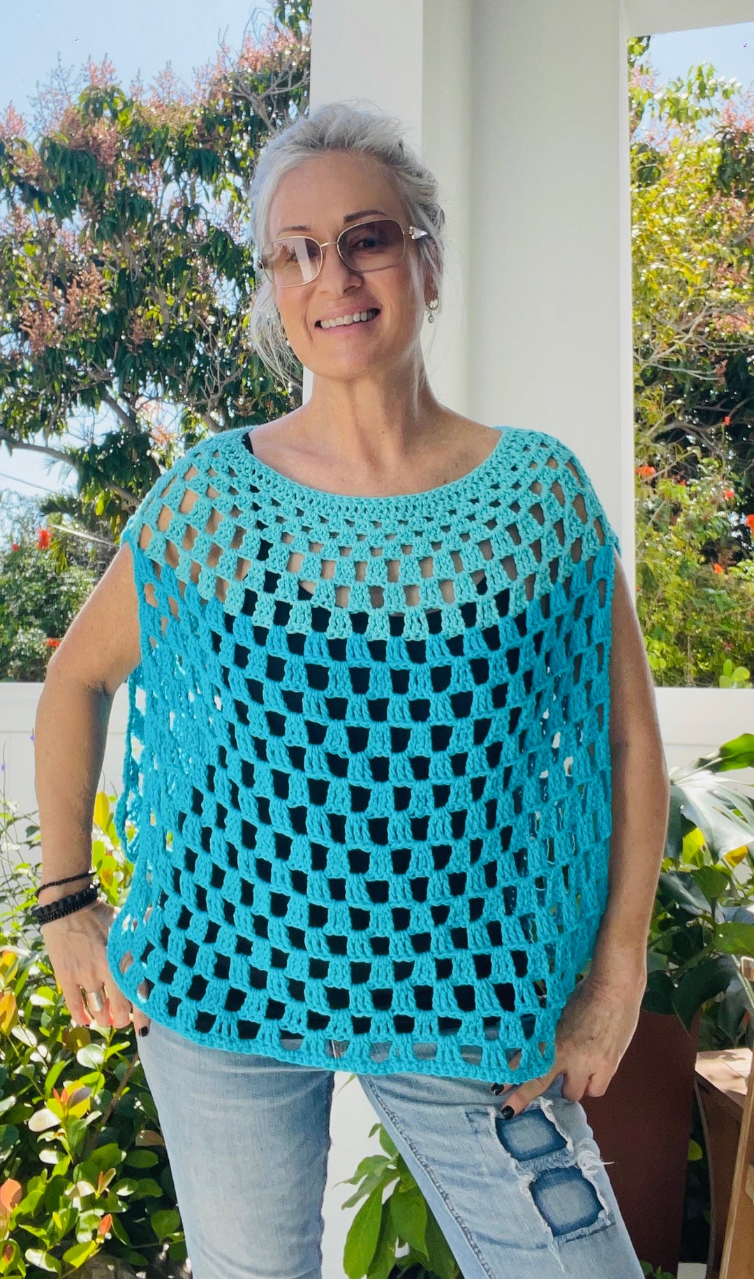 Crochet Poncho Pattern Easy Crochet Pattern Spring Poncho Etsy