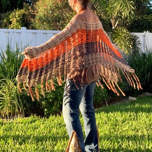 Boho Poncho Pattern, Poncho Crochet Pattern, Boho Crochet Pattern, Easy Crochet Pattern, Poncho Women, Bohemian Clothing, Hippie Clothes image 4