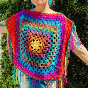 Flower Child Poncho, Crochet Pattern, Boho Poncho, Boho Crochet Pattern, Boho Pattern, Hippie Crochet, Hippie Clothing, Bohemian Top, Summer image 2