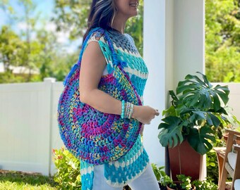 Tropical Beach Bag Crochet Pattern, Crochet Bag Pattern, Beach Bag Pattern,