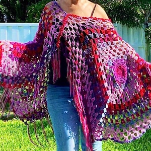 Boho Crochet Poncho Pattern: Easy Butterfly Girl Design (PDF Pattern)
