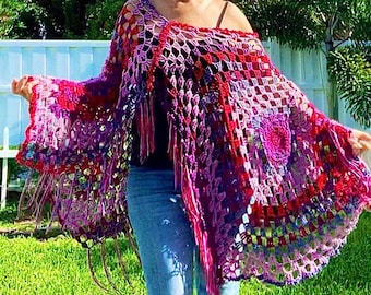 Hippie Crochet Pattern, Boho Crochet Pattern, Crochet Poncho Pattern, Easy Crochet Pattern, Boho Top, Hippie Top, Hippie Poncho, Crochet Top