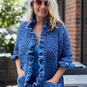 Easy Crochet Cardigan Pattern: Bulky Yarn Boho Sweater (PDF Pattern)