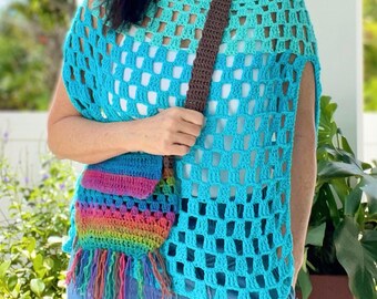 Crochet Crossbody Fringe Bag, Boho Sling (PDF Pattern