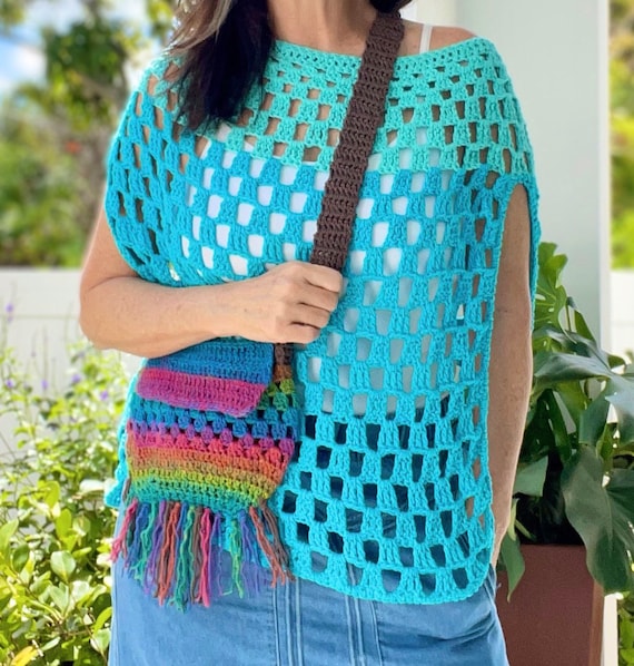 Crochet Crossbody Fringe Bag, Boho Sling (PDF Pattern