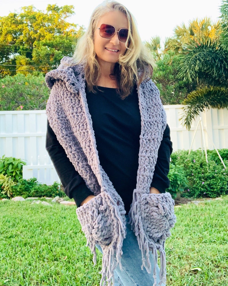 hooded crochet shawl