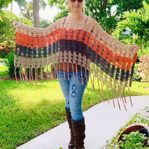 Boho Poncho Pattern, Poncho Crochet Pattern, Boho Crochet Pattern, Easy Crochet Pattern, Poncho Women, Bohemian Clothing, Hippie Clothes image 3