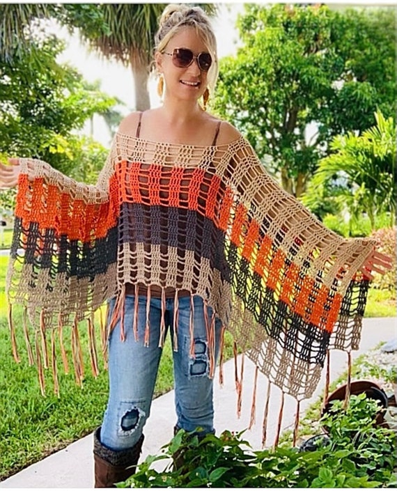 Boho Poncho Pattern, Poncho Crochet Pattern, Boho Crochet Pattern, Easy  Crochet Pattern, Poncho Women, Bohemian Clothing, Hippie Clothes 