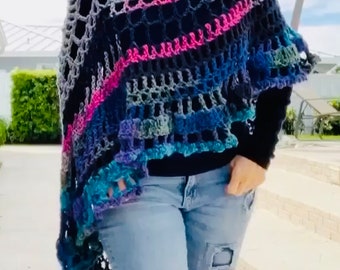 Easy Crochet Cape Pattern: LM Kaleidoscope Boho Poncho (PDF
