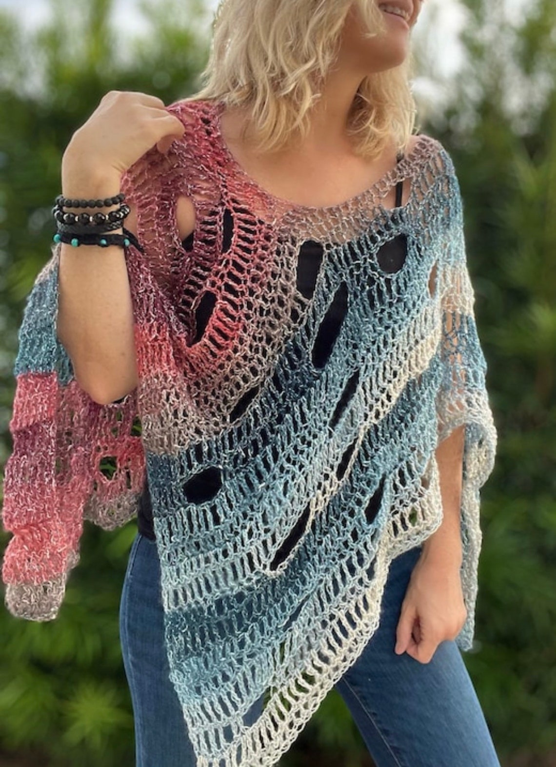 a freeform lacy poncho 