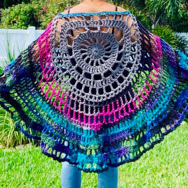 Easy Crochet Pattern, Crochet Cape Pattern, Crochet Poncho Pattern, Easy Pattern, Easy Cape Pattern, Easy Poncho, Boho Crochet, Hippie Cape