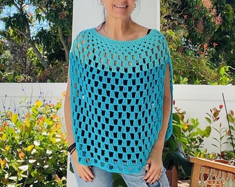 Crochet Poncho Pattern, Easy Crochet Pattern, Spring Poncho, Boho Poncho, Summer Crochet, DIY Top