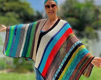 Poncho Crochet Pattern, Boho Crochet Pattern, Easy Crochet Pattern, Poncho Pattern, Poncho Women, Boho Top, Plus Size Boho Top, Crochet Top