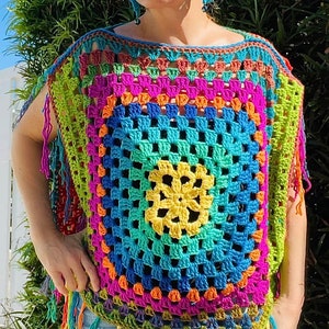 Flower Child Poncho, Crochet Pattern, Boho Poncho, Boho Crochet Pattern, Boho Pattern, Hippie Crochet, Hippie Clothing, Bohemian Top, Summer image 7