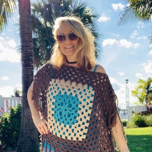 Flower Child Poncho, Crochet Pattern, Boho Poncho, Boho Crochet Pattern, Boho Pattern, Hippie Crochet, Hippie Clothing, Bohemian Top, Summer image 4