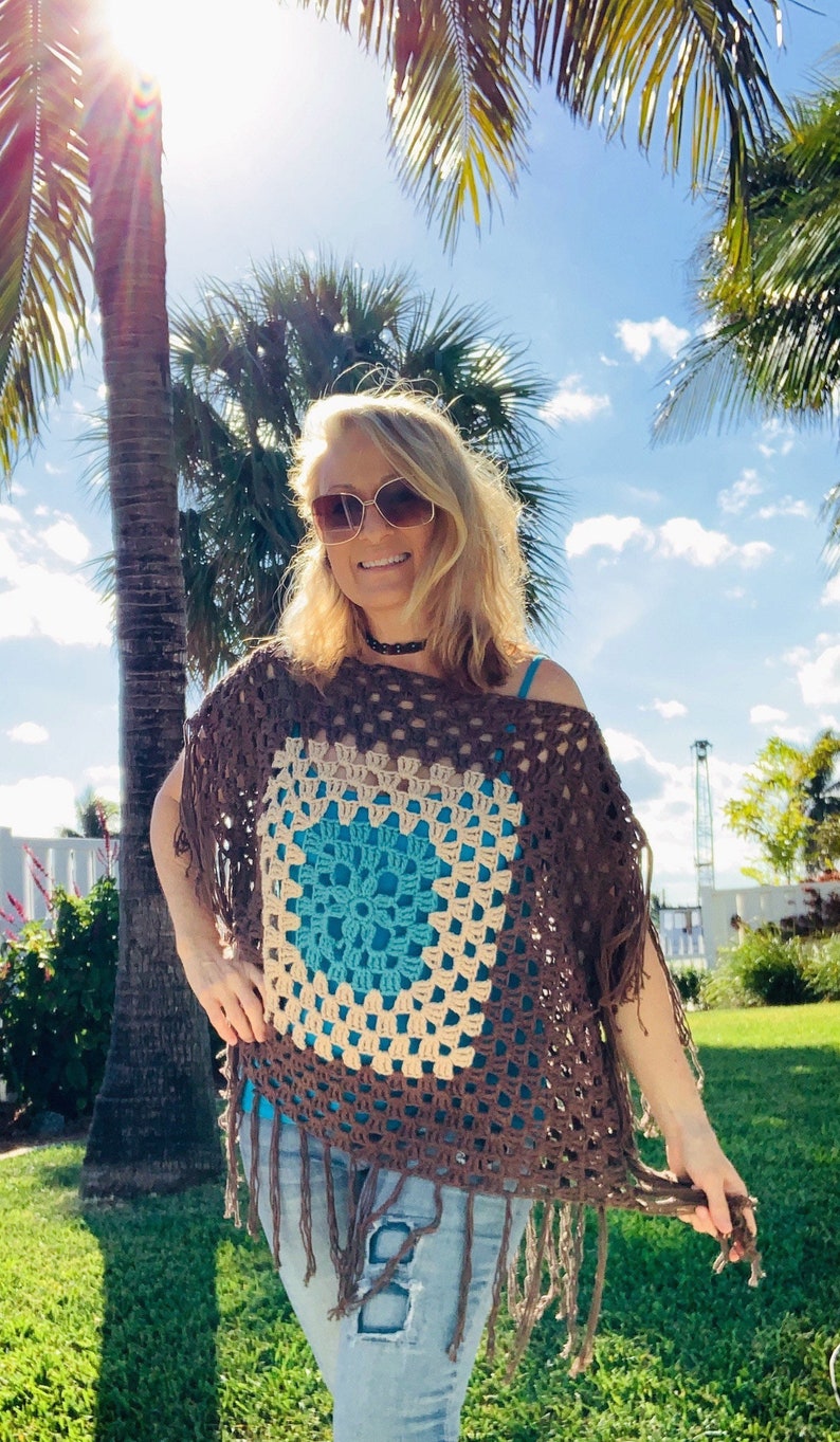 Flower Child Poncho, Crochet Pattern, Boho Poncho, Boho Crochet Pattern, Boho Pattern, Hippie Crochet, Hippie Clothing, Bohemian Top, Summer image 4