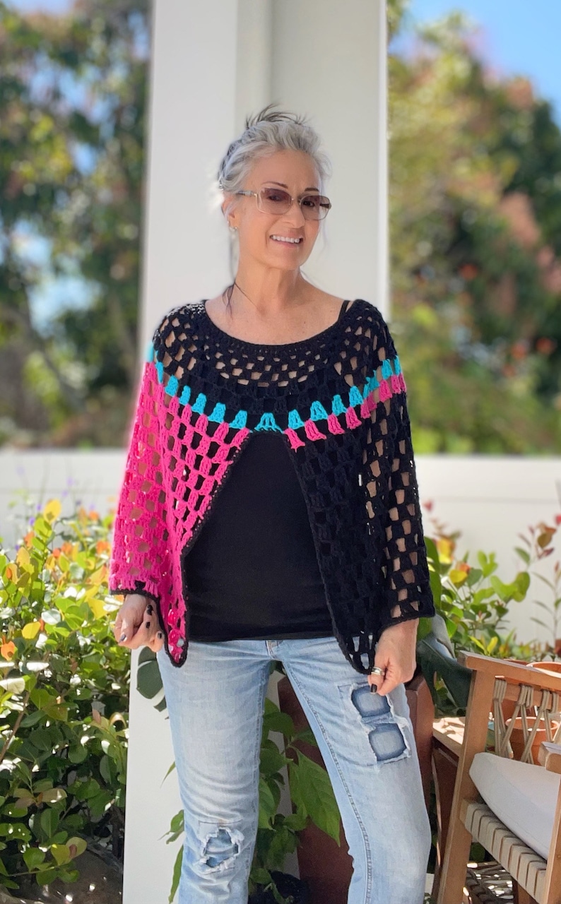 Crochet Poncho Pattern, Easy Crochet Pattern, Spring Poncho, Boho Poncho, Summer Crochet, DIY Top image 7