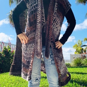 Long Vest Pattern, Duster Vest Crochet Pattern, Easy Crochet Vest, Quick Crochet Pattern, Long Womens Vest, Long Hippie Vest, Easy Pattern