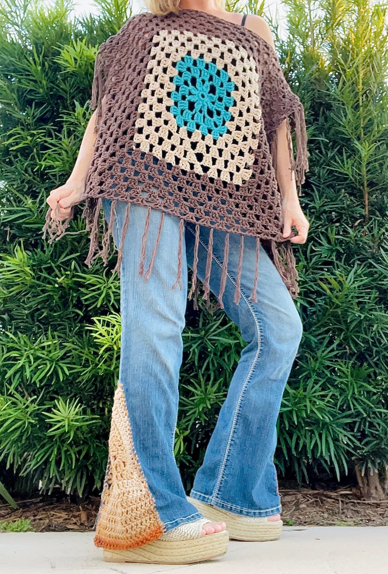 Flower Child Poncho, Crochet Pattern, Boho Poncho, Boho Crochet Pattern, Boho Pattern, Hippie Crochet, Hippie Clothing, Bohemian Top, Summer image 5