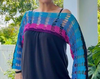 Shrug Crochet Pattern, Crochet Mesh Shrug, Mesh Sleeve Crochet Pattern, PDF Pattern, Easy Boho Pattern