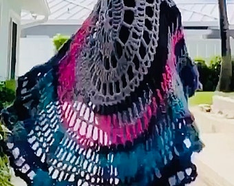Easy Crochet Cape Pattern: LM Kaleidoscope Boho Poncho (PDF
