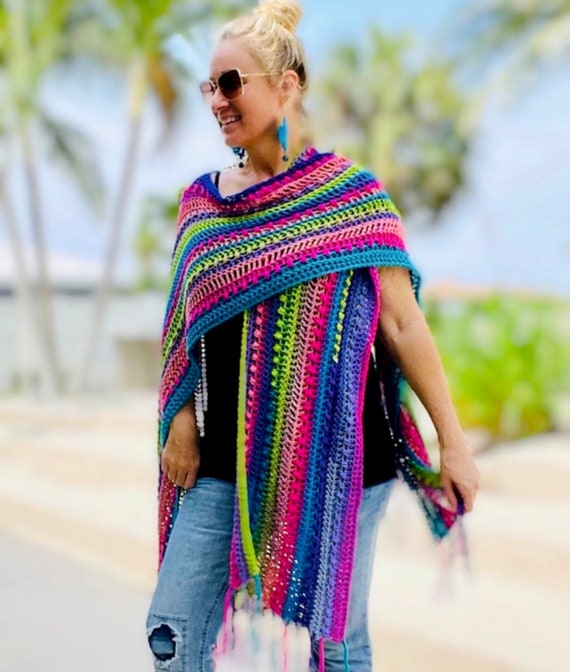 Colorful Crochet Ruana Colorful Crochet Ruana