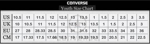 Converse Size Chart Cm