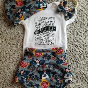 Baby Bummies, Bummies set, Bummies outfit, Eddie, TV Series, Strange, Halloween, Horror, Ready to ship, Headbands