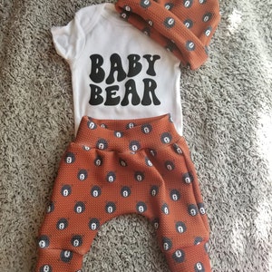 Baby outfit, Baggy Jogger pants, Bear, Woodland, Baby Bear, Baby Bear outfit,  Little Cub, Baby shower gift, Handmade, Ready to ship