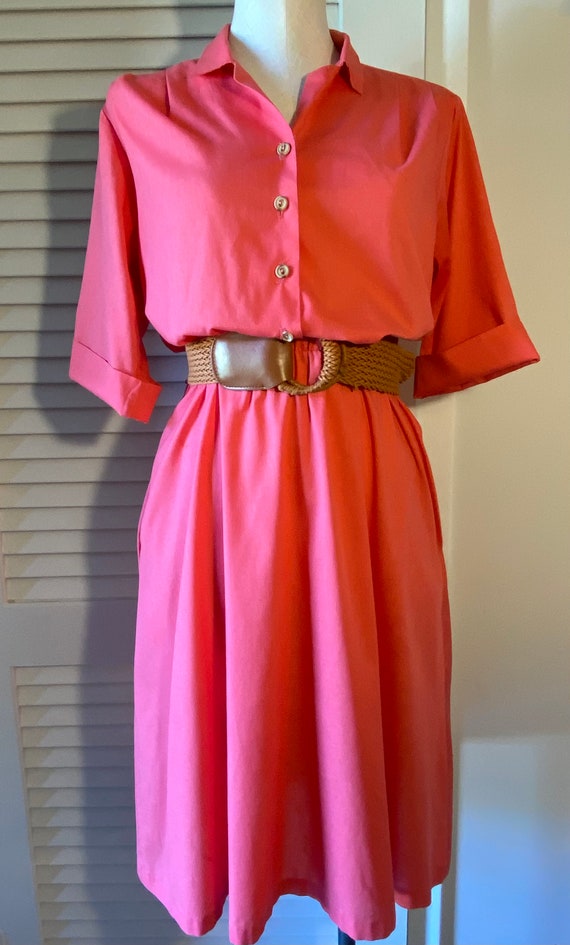80's Red Bandana Dress Square Neck Short Sleeves by Blair
