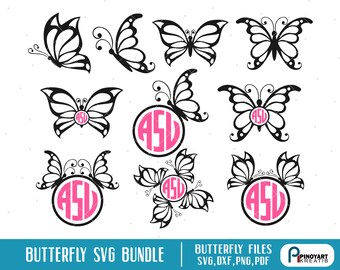 Download Butterfly monogram svg | Etsy