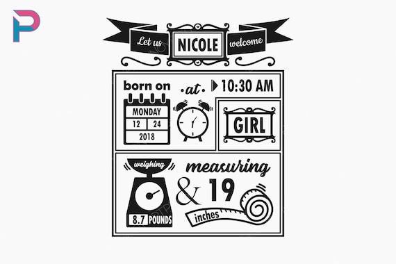 birth stats svg baby stats svg baby svg birth announcement ...