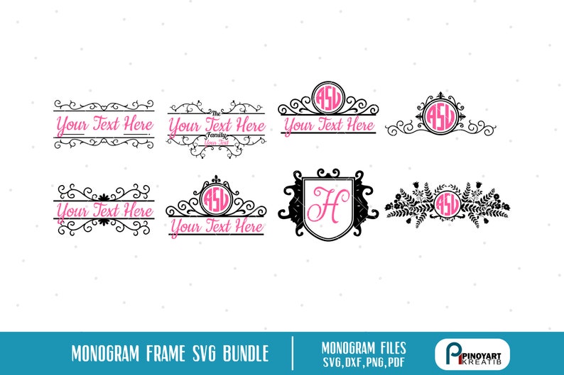 Monogram Svg Monogram Frame Svg Split Monogram Frame Svg Etsy