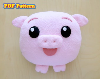 Paisley the Pig Sewing Pattern, Kawaii Kid-Size Plush Pillow PDF Pattern & Instructions Soft Plushie Stuffed Pig Toy Pattern Handmade Piglet