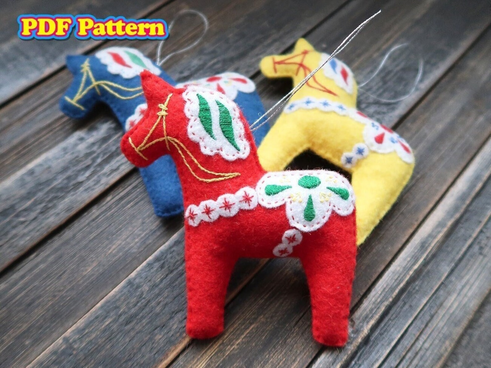 Felt Dala Horse Christmas Ornament Pattern, Scandinavian Style ...