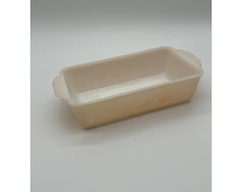 Molde para pan vintage Fire King de 1 cuarto de galón, vidrio con brillo melocotón