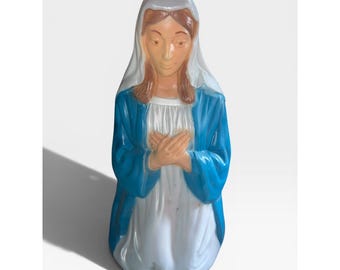 General Foam Plastics Blow Mold Christmas Nativity Mary 27.5 Inch Blue White USA