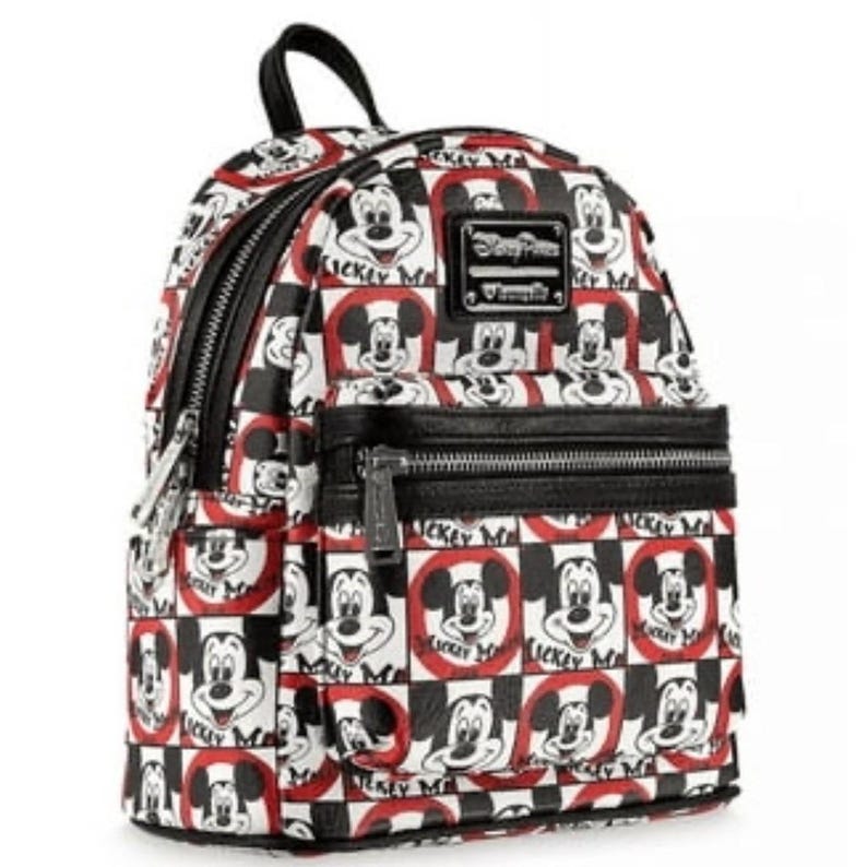 Disney Parks Loungefly Mickey Mouse Club Checkerboard Mini Backpack Red Black image 1