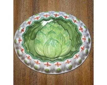 Moule à gelée d'artichauts vintage pour cuisine en céramique, art par Sigma Tastesetter 10 x 8 x 2 po.