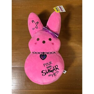 NWT Peeps Emo Bunny Plush Pink Pour Some Sugar On Me Safety Pin Glitter 16 Inch