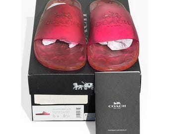 Coach Ulyssa Rubber Slide Petunia Svarta Körsbärsrosa Jelly Sandaler C3068 Dam10